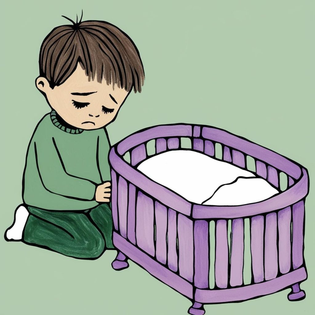 enfant pleurant l'absence du bébé